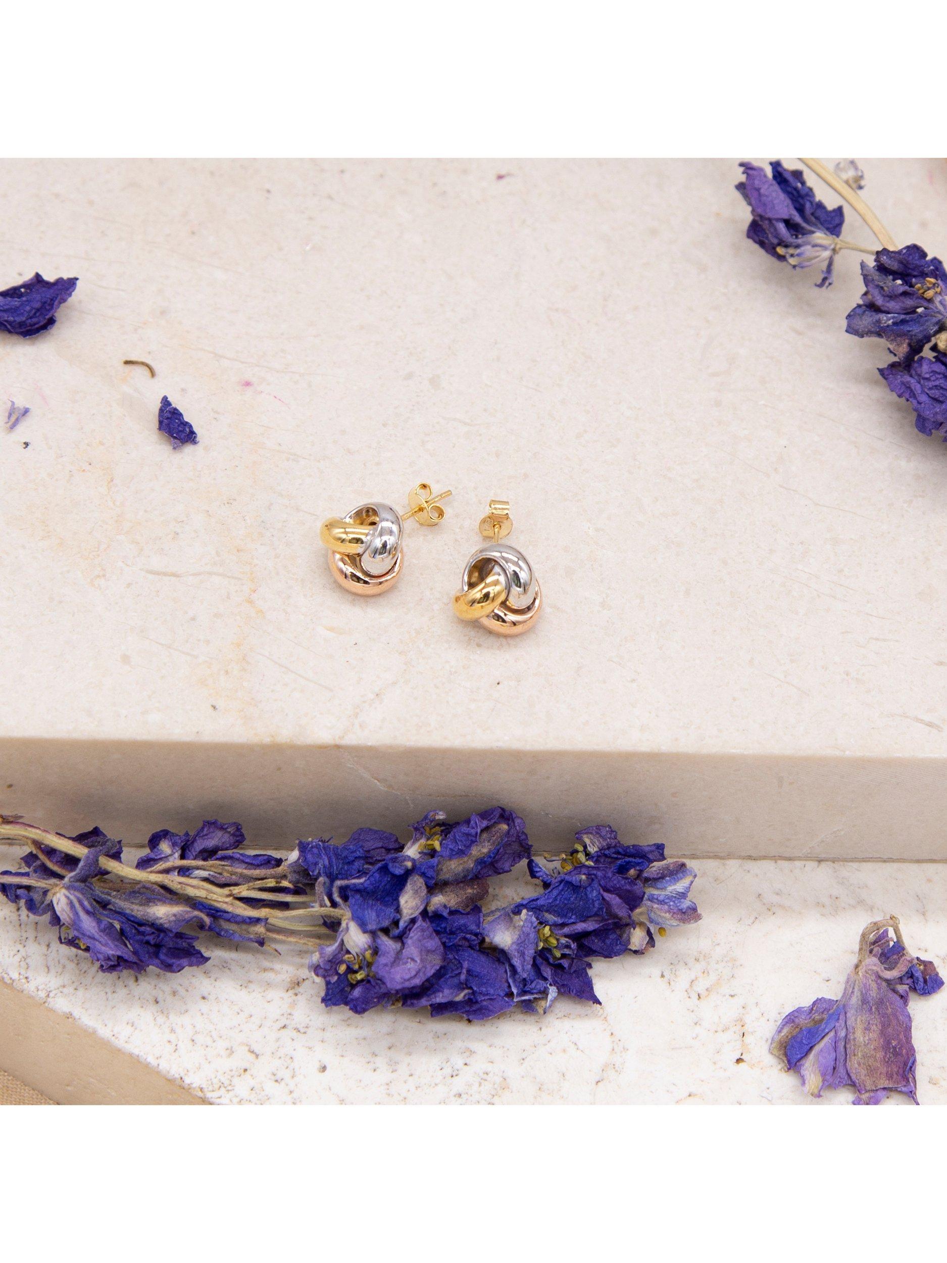 IBB 18ct gold triple knot stud earrings (British brand)