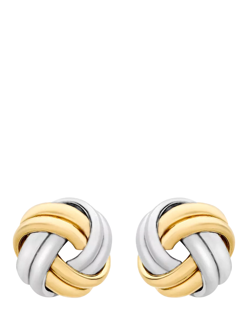 IBB double knot stud earrings 18ct two-tone gold (British brand)