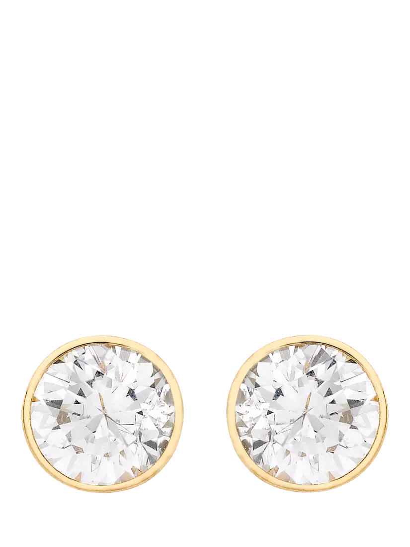 IBB gold cubic zirconia round stud earrings 18ct gold, imported from the UK