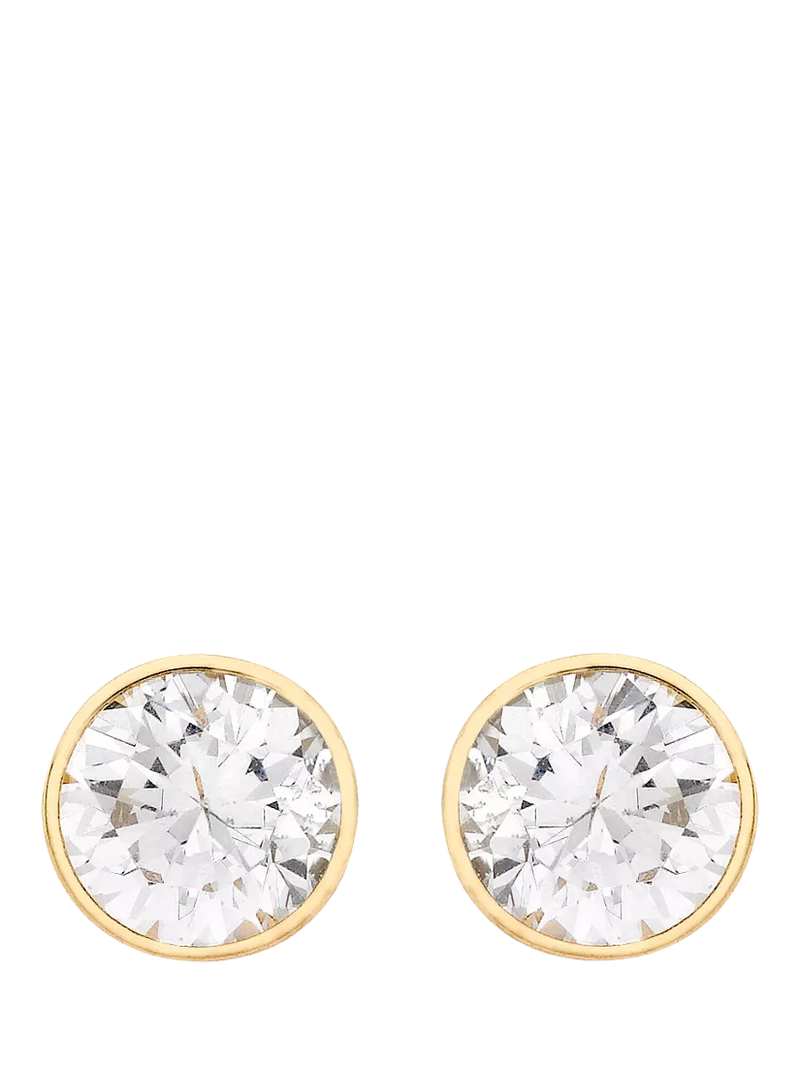 IBB gold cubic zirconia round stud earrings 18ct gold, imported from the UK