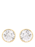 IBB gold cubic zirconia round stud earrings 18ct gold, imported from the UK