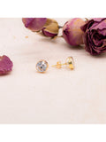 IBB gold cubic zirconia round stud earrings 18ct gold, imported from the UK