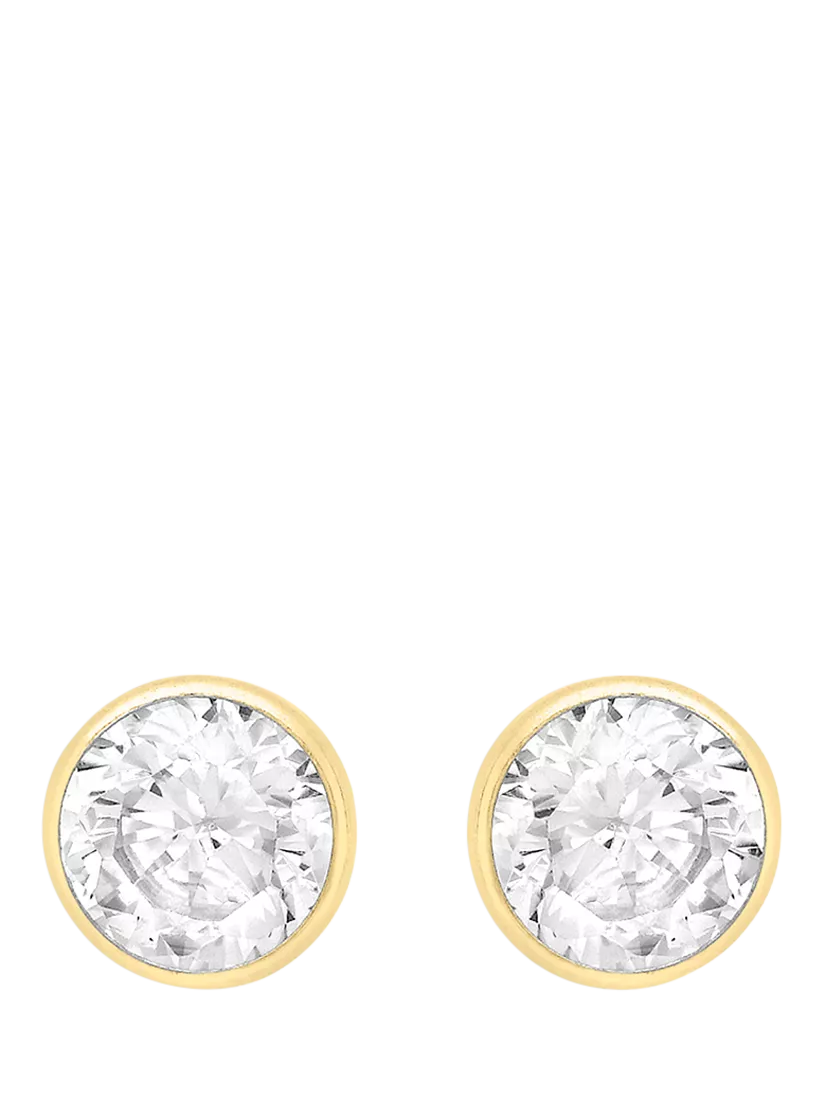 IBB 18ct gold cubic zirconia stud earrings 0.5cm, imported from the UK