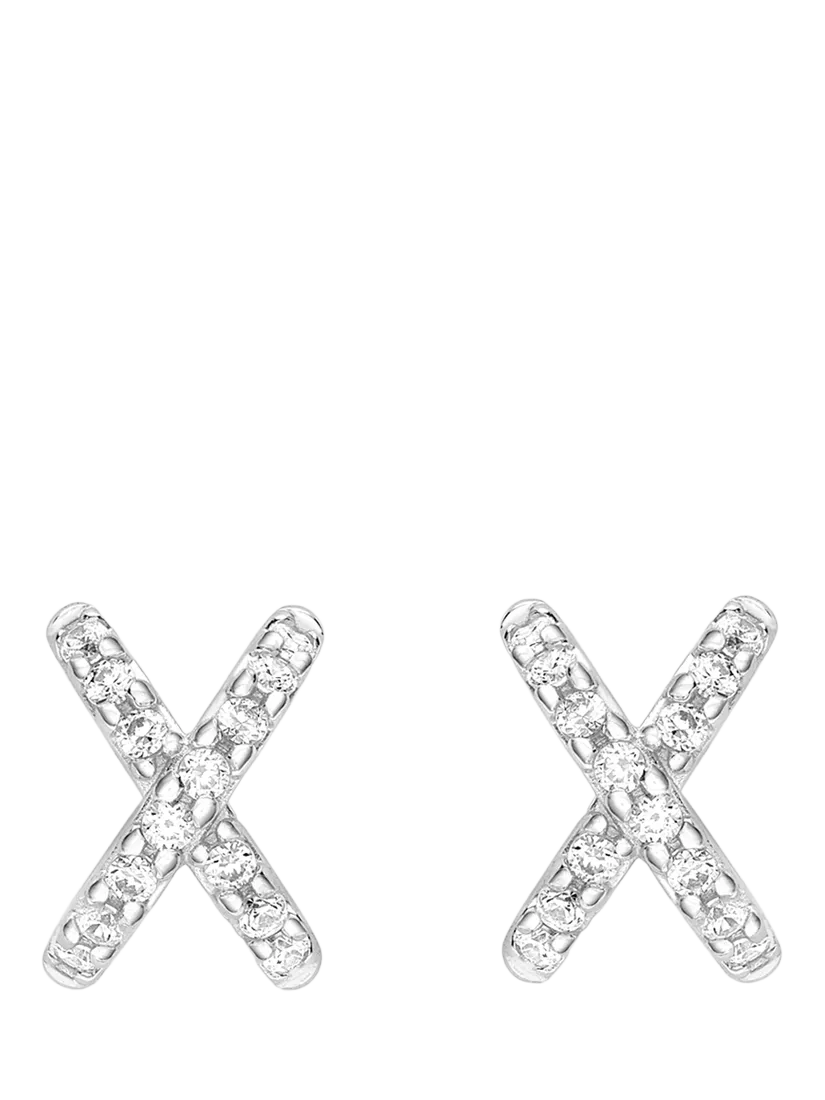 IBB cross cubic zirconia earrings in 18ct white gold - British product