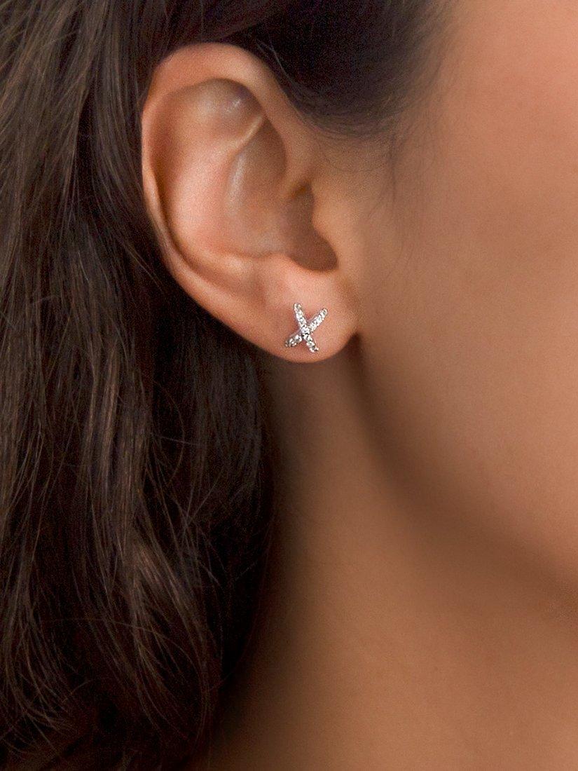 IBB cross cubic zirconia earrings in 18ct white gold - British product