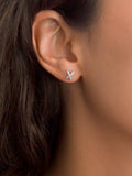 IBB cross cubic zirconia earrings in 18ct white gold - British product