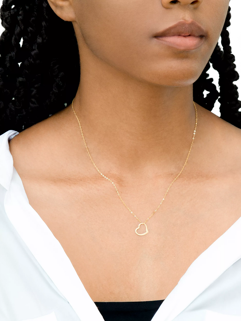 IBB gold open floating heart pendant necklace 46cm, imported from the UK