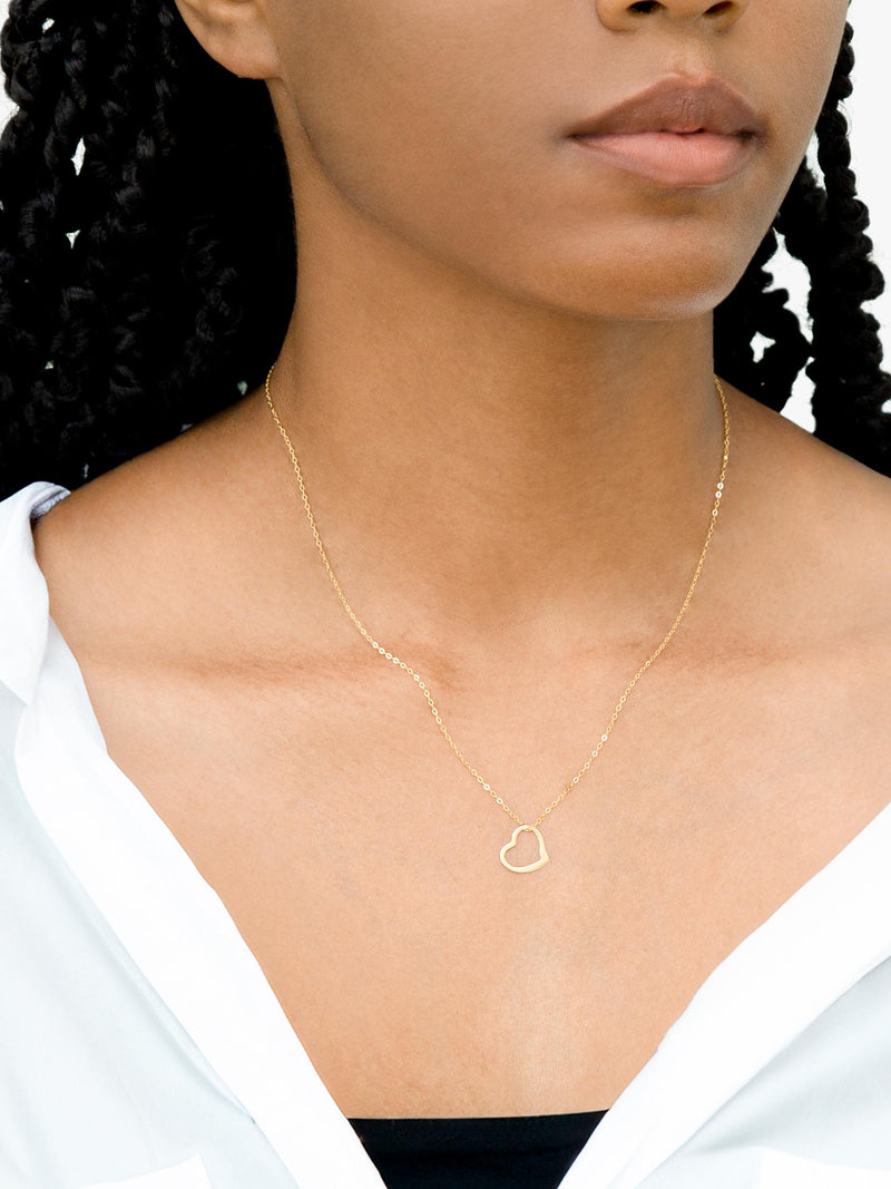 IBB gold open floating heart pendant necklace 46cm, imported from the UK