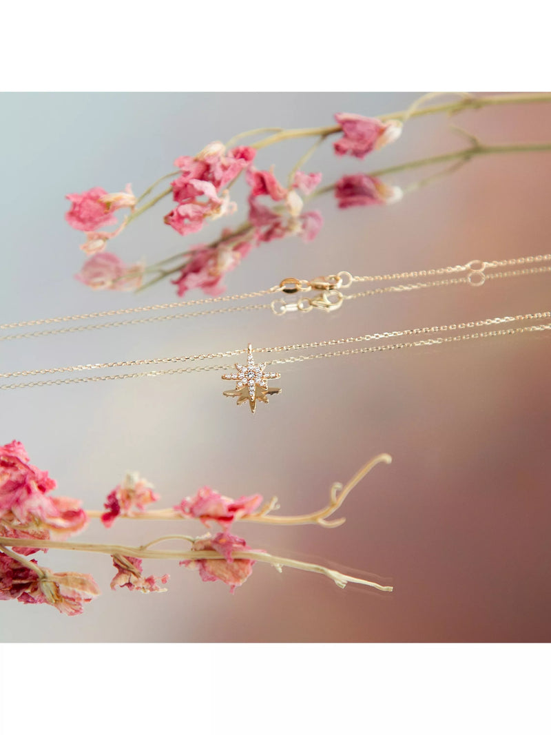 IBB gold star pendant necklace with cubic zirconia, UK version