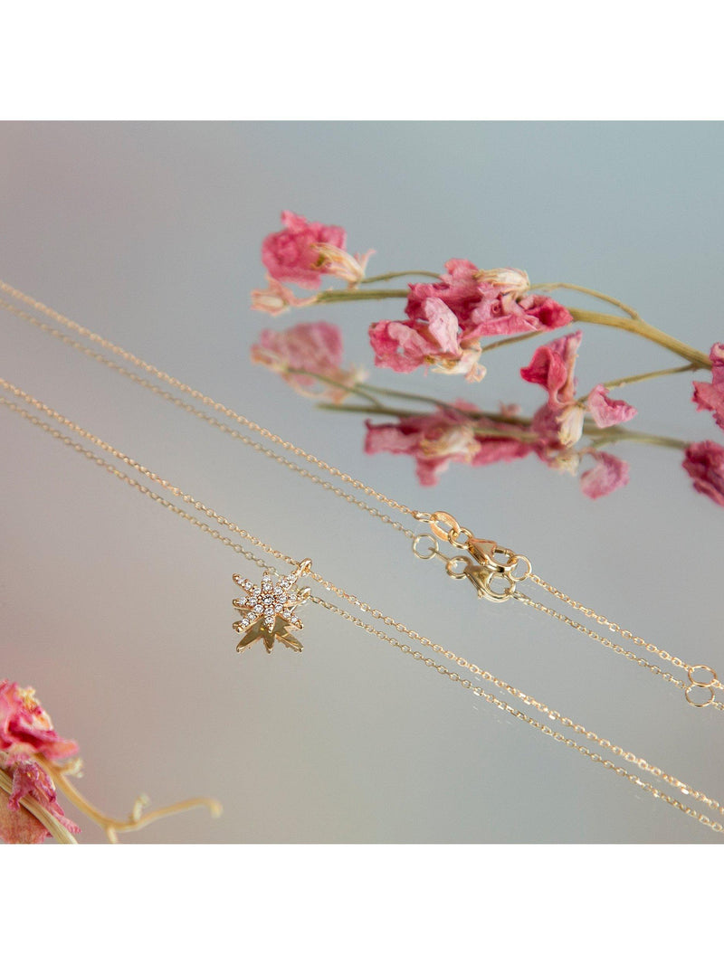 IBB gold star pendant necklace with cubic zirconia, UK version
