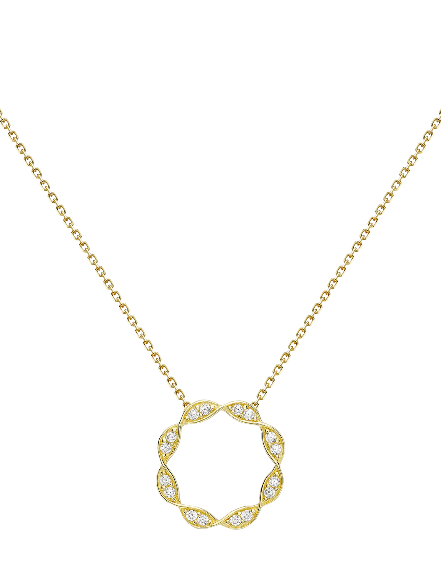 IBB 9ct gold twist circle trace chain necklace - British product