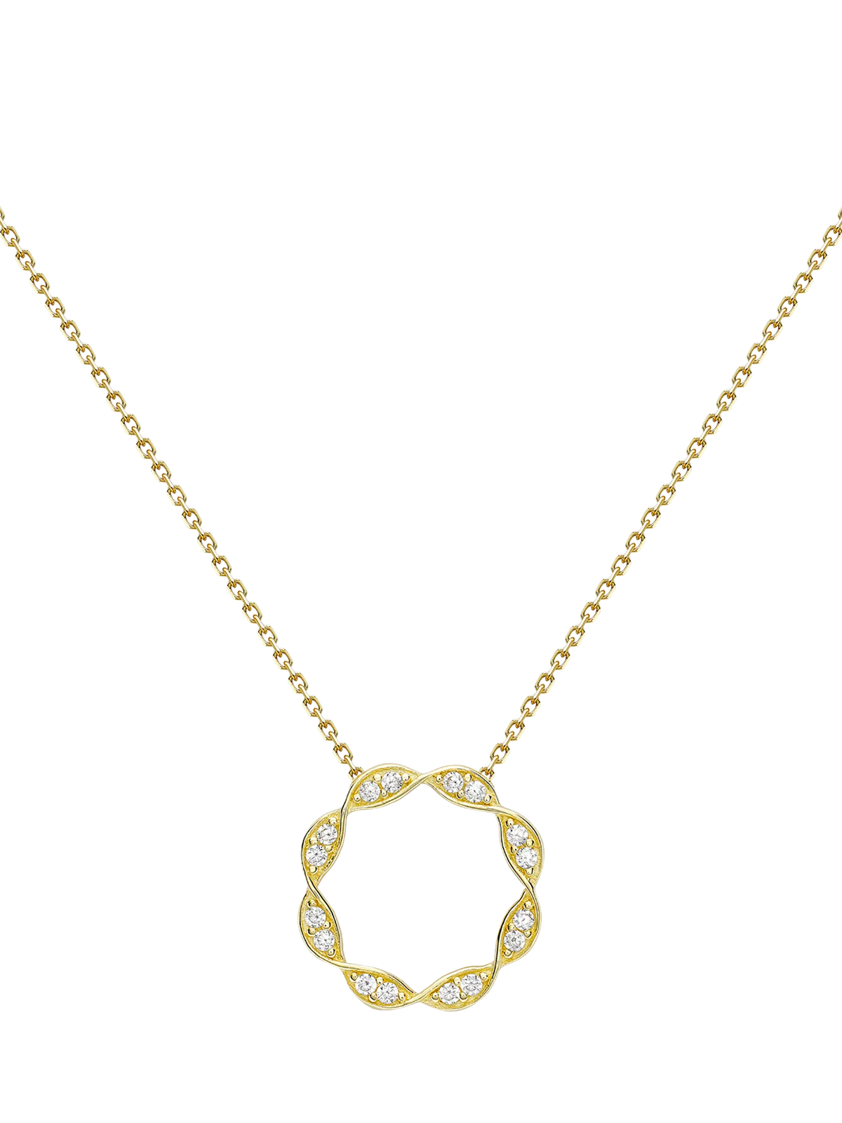 IBB 9ct gold twist circle trace chain necklace - British product