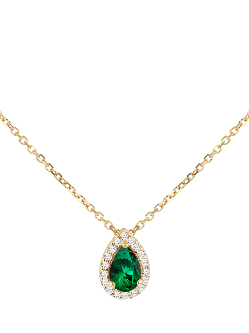 IBB cubic zirconia pendant gold green (British brand)