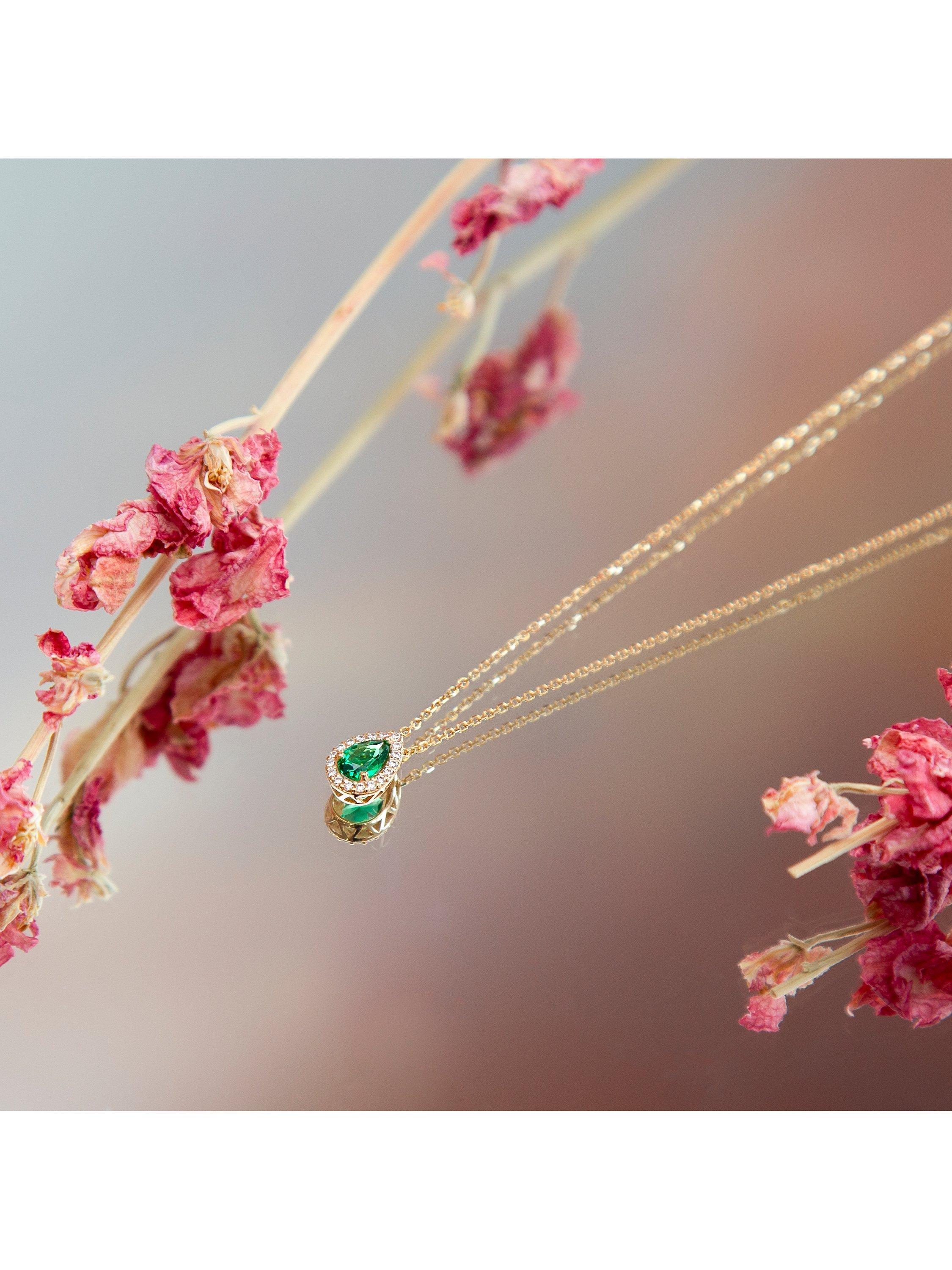 IBB cubic zirconia pendant gold green (British brand)