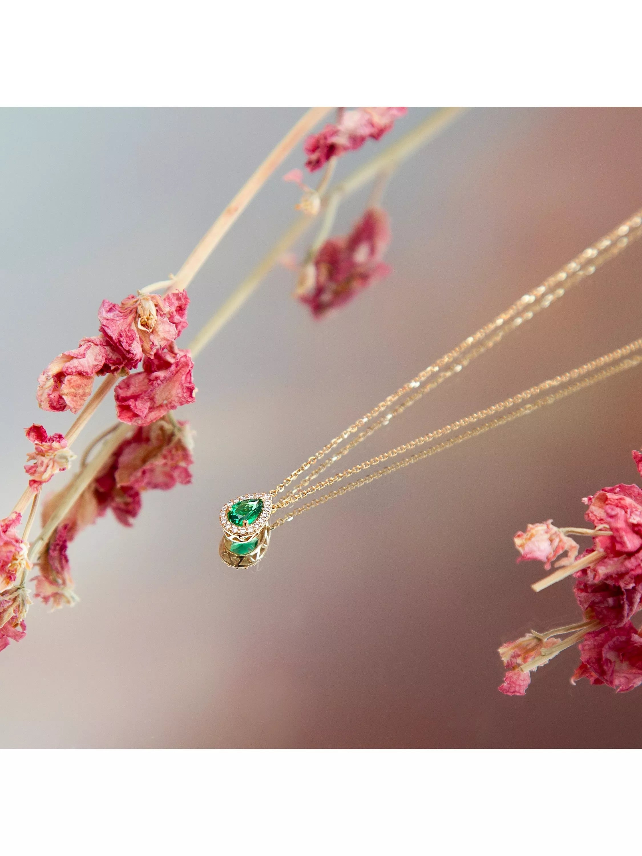 IBB cubic zirconia pendant gold green (British brand)