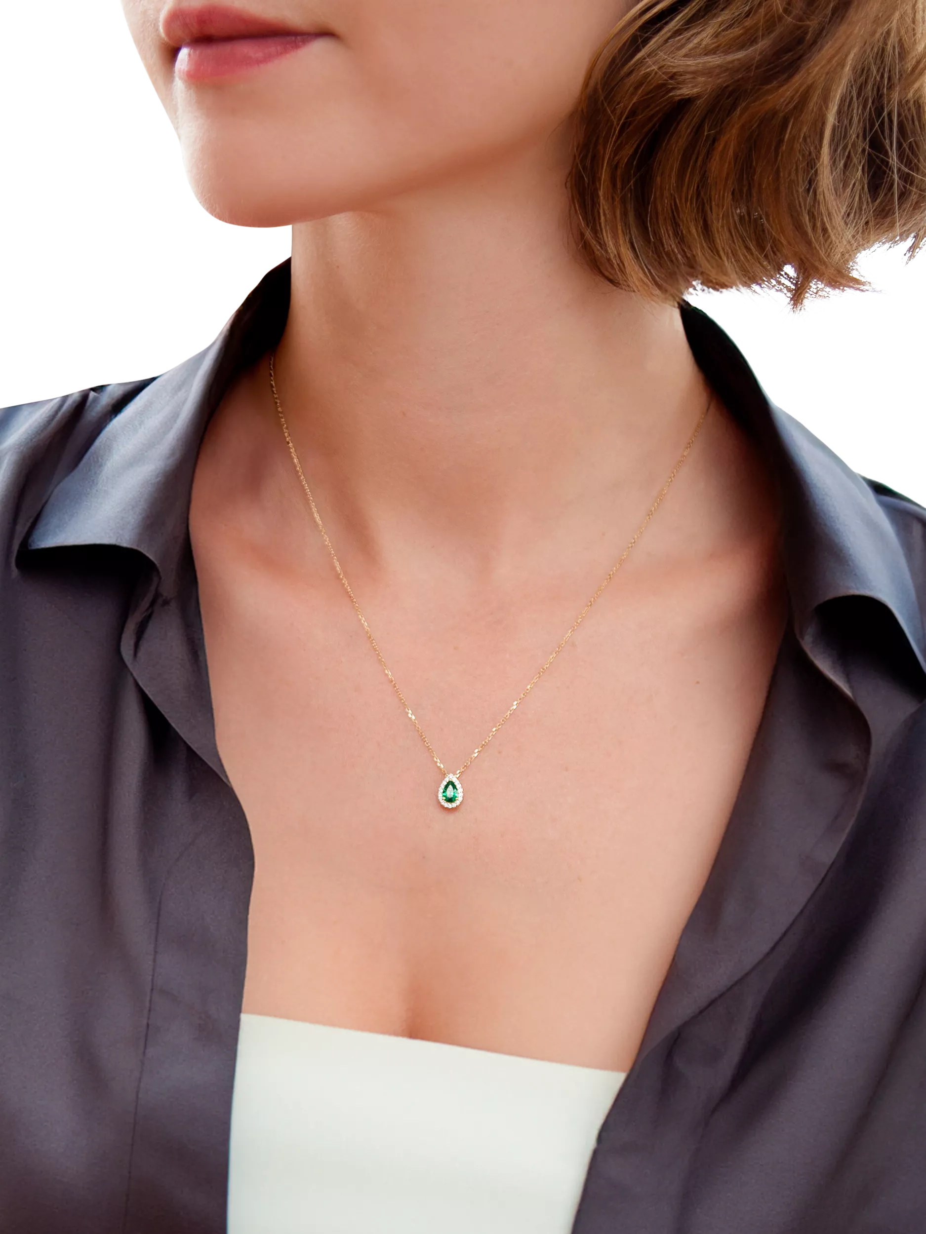 IBB cubic zirconia pendant gold green (British brand)