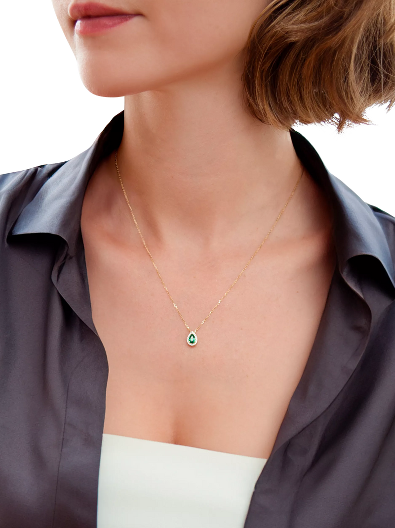 IBB cubic zirconia pendant gold green (British brand)