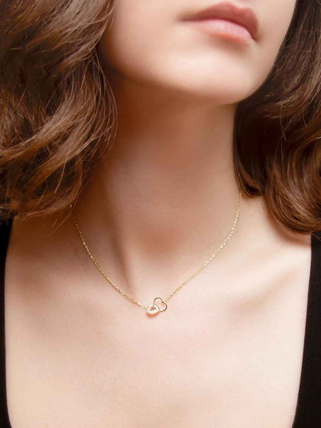 IBB gold necklace with mother of pearl heart 41.5cm - British product