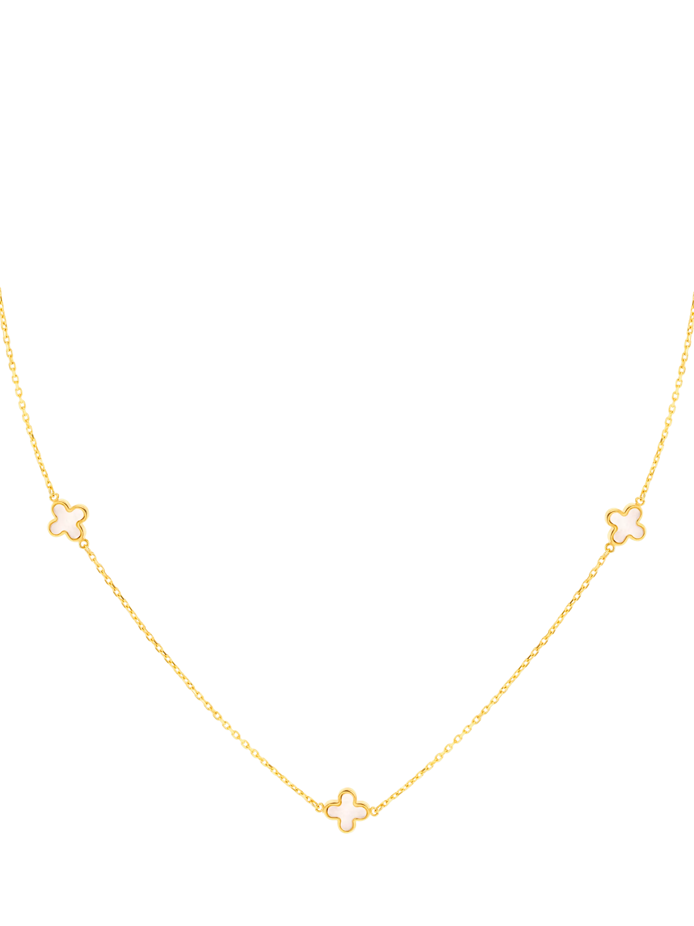 IBB 9ct gold mother of pearl clover necklace 43cm - British product
