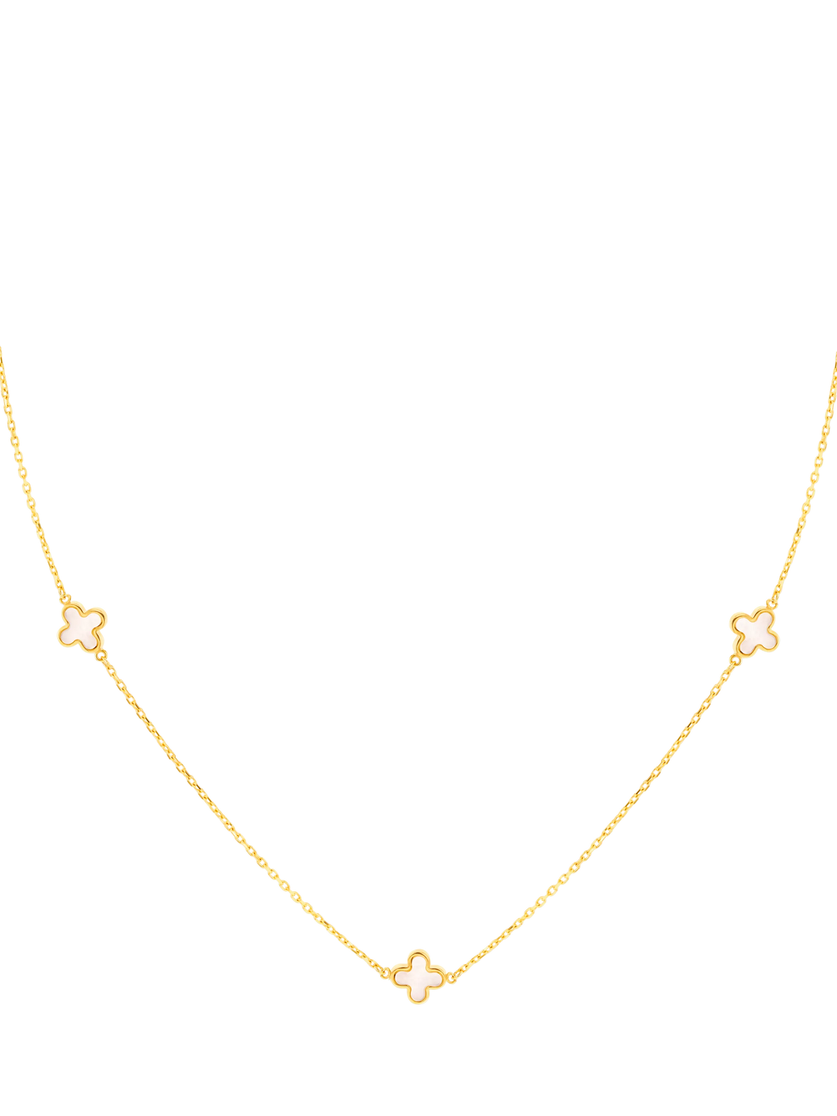 IBB 9ct gold mother of pearl clover necklace 43cm - British product