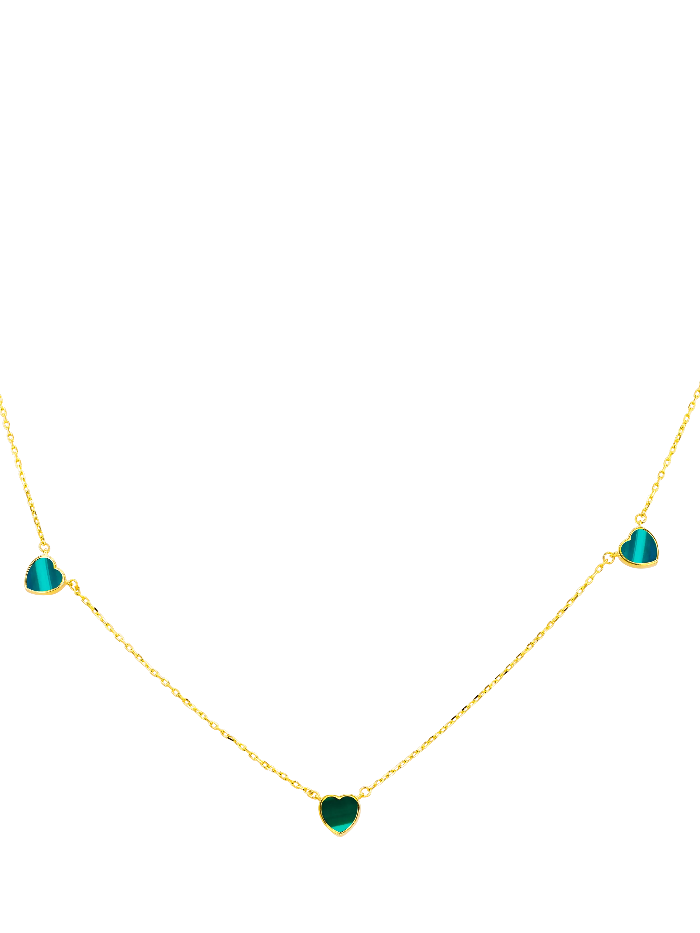 IBB 9ct gold malachite heart petal chain necklace, UK version