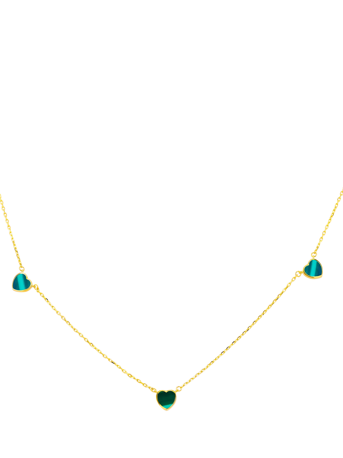 IBB 9ct gold malachite heart petal chain necklace, UK version