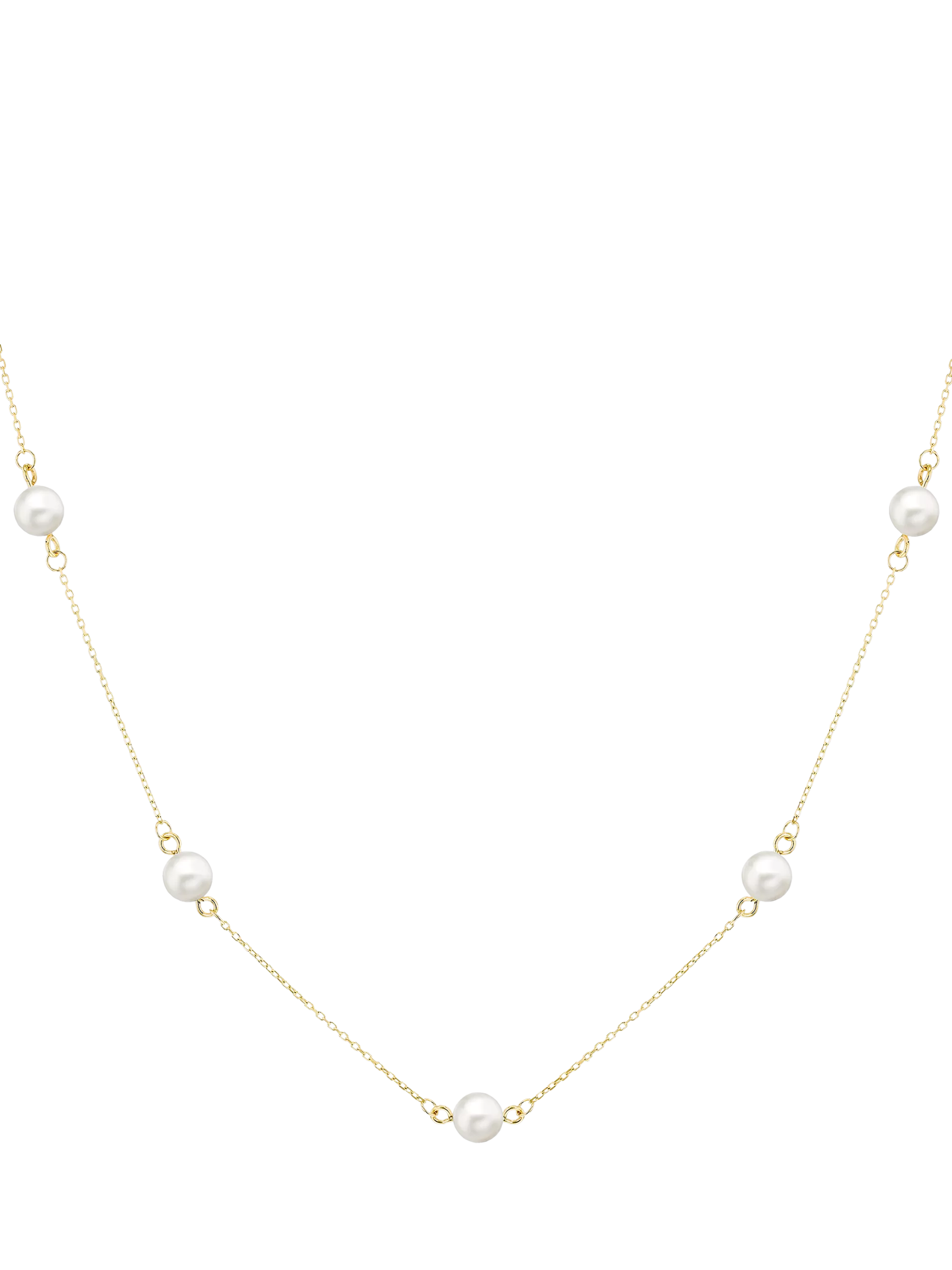 IBB 9ct gold pearl station chain necklace 43cm, UK version