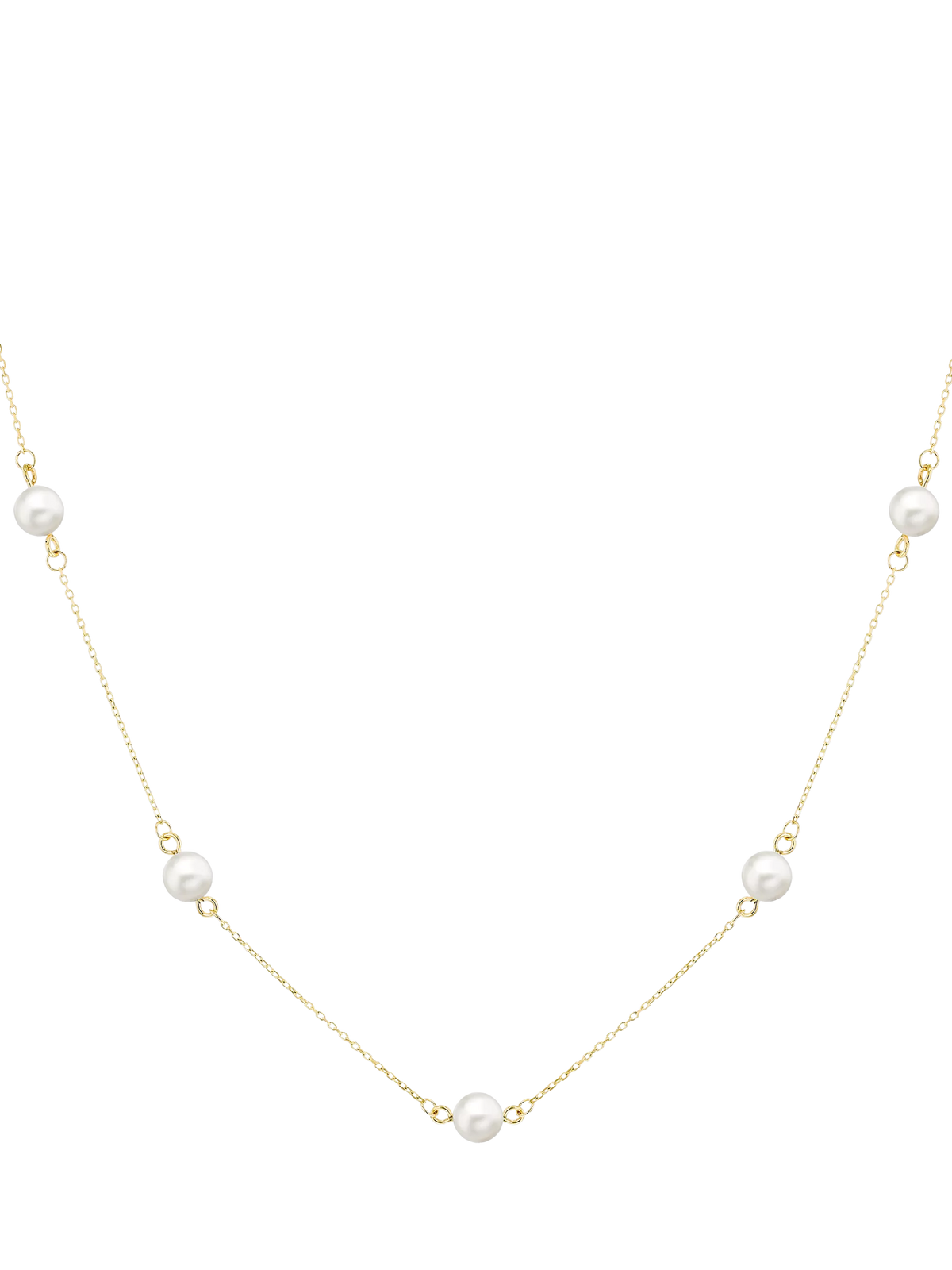 IBB 9ct gold pearl station chain necklace 43cm, UK version