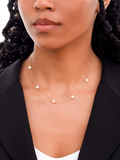 IBB 9ct gold pearl station chain necklace 43cm, UK version