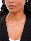 IBB 9ct gold pearl station chain necklace 43cm, UK version
