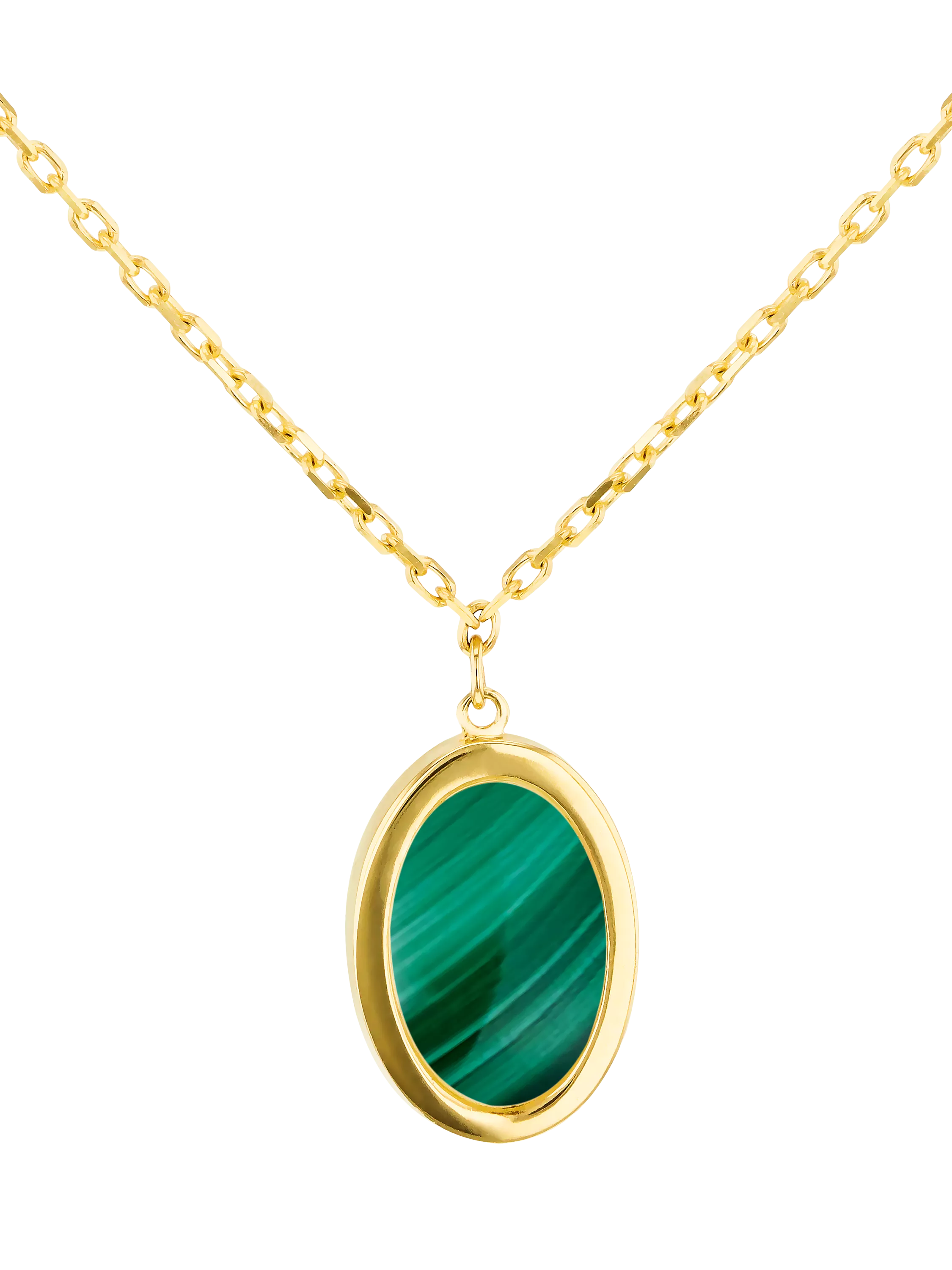 IBB 9ct gold malachite oval chain necklace, UK version