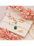 IBB 9ct gold malachite oval chain necklace, UK version