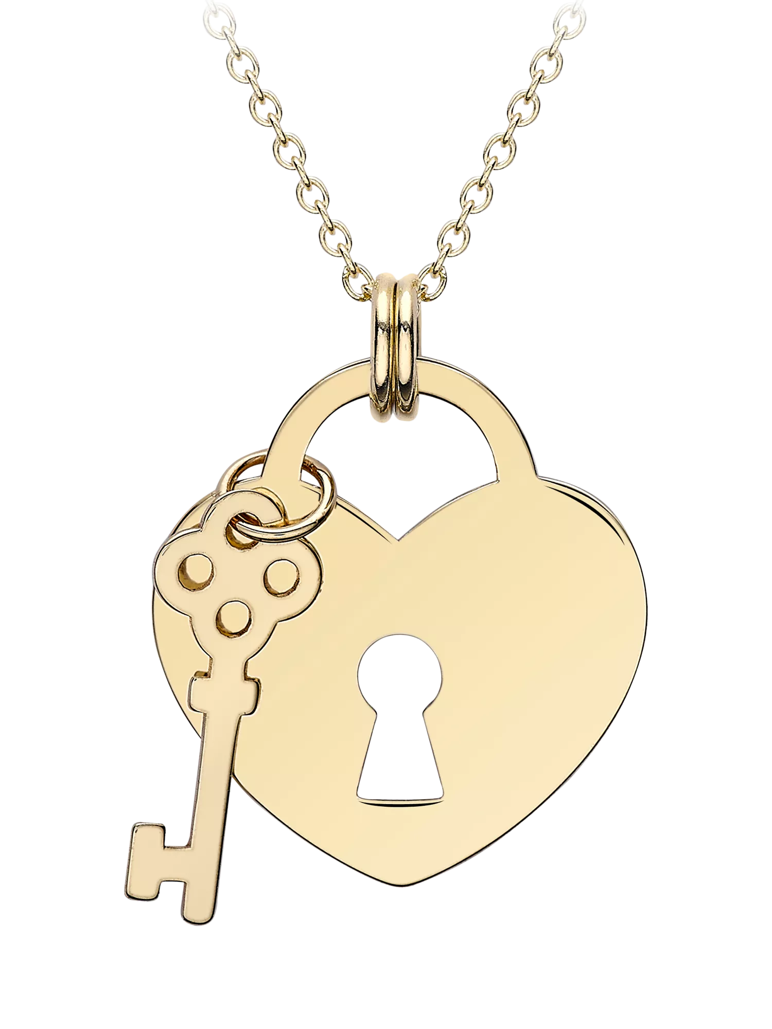 IBB 9ct gold heart padlock and key pendant necklace, imported from the UK