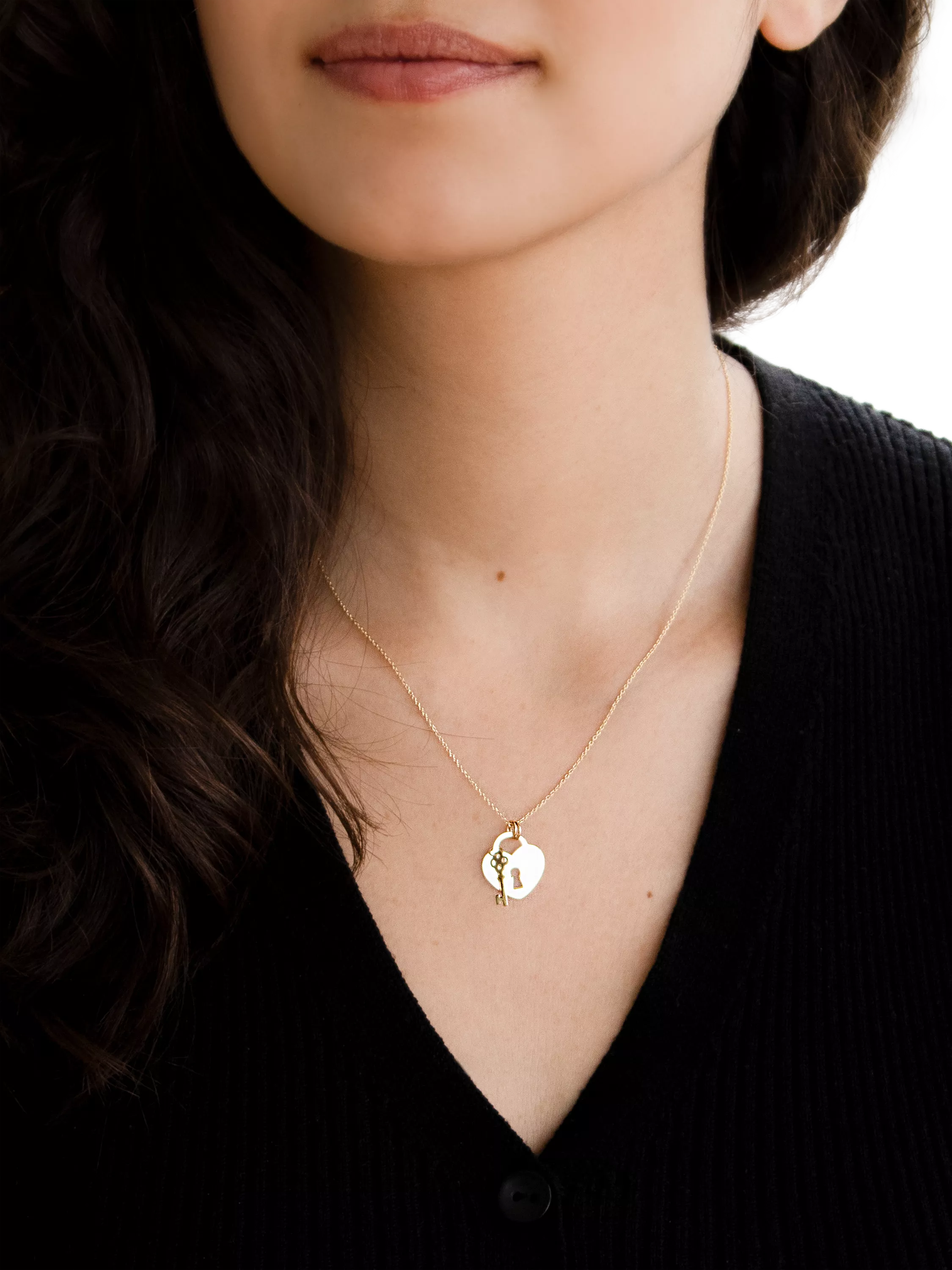 IBB 9ct gold heart padlock and key pendant necklace, imported from the UK