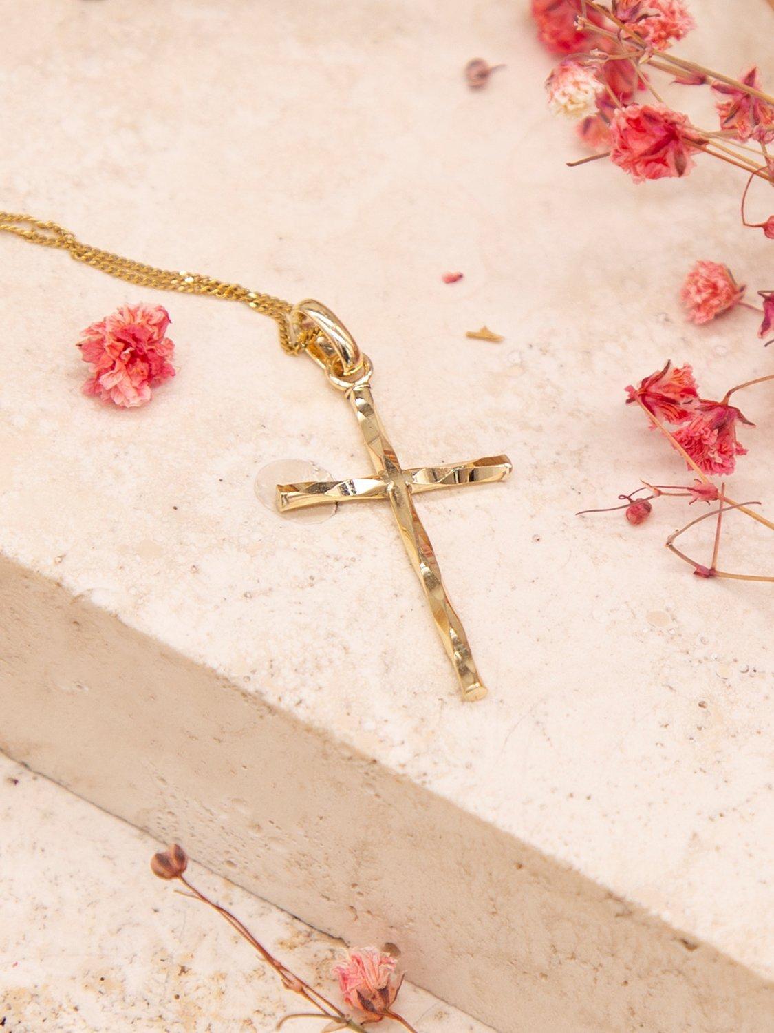 IBB 9ct gold cross pendant necklace 45cm, imported from the UK
