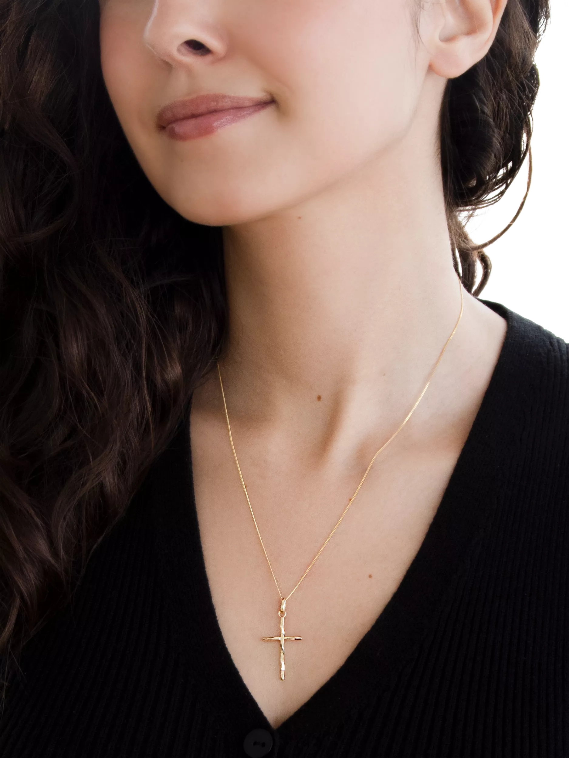 IBB 9ct gold cross pendant necklace 45cm, imported from the UK