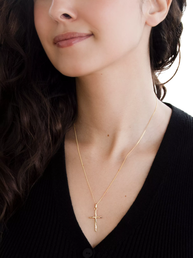 IBB 9ct gold cross pendant necklace 45cm, imported from the UK