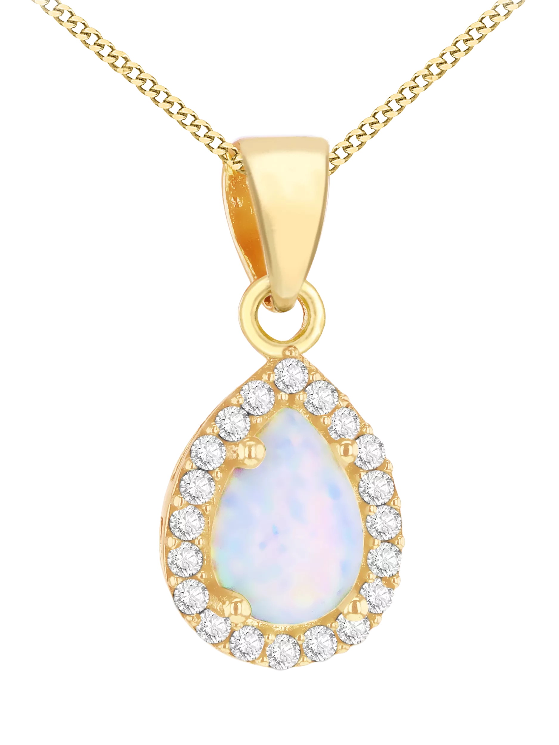 IBB 9ct gold opal teardrop pendant 45cm (British brand)