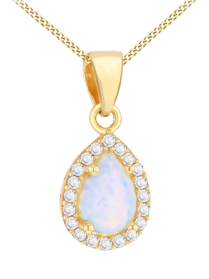 IBB 9ct gold opal teardrop pendant 45cm (British brand)