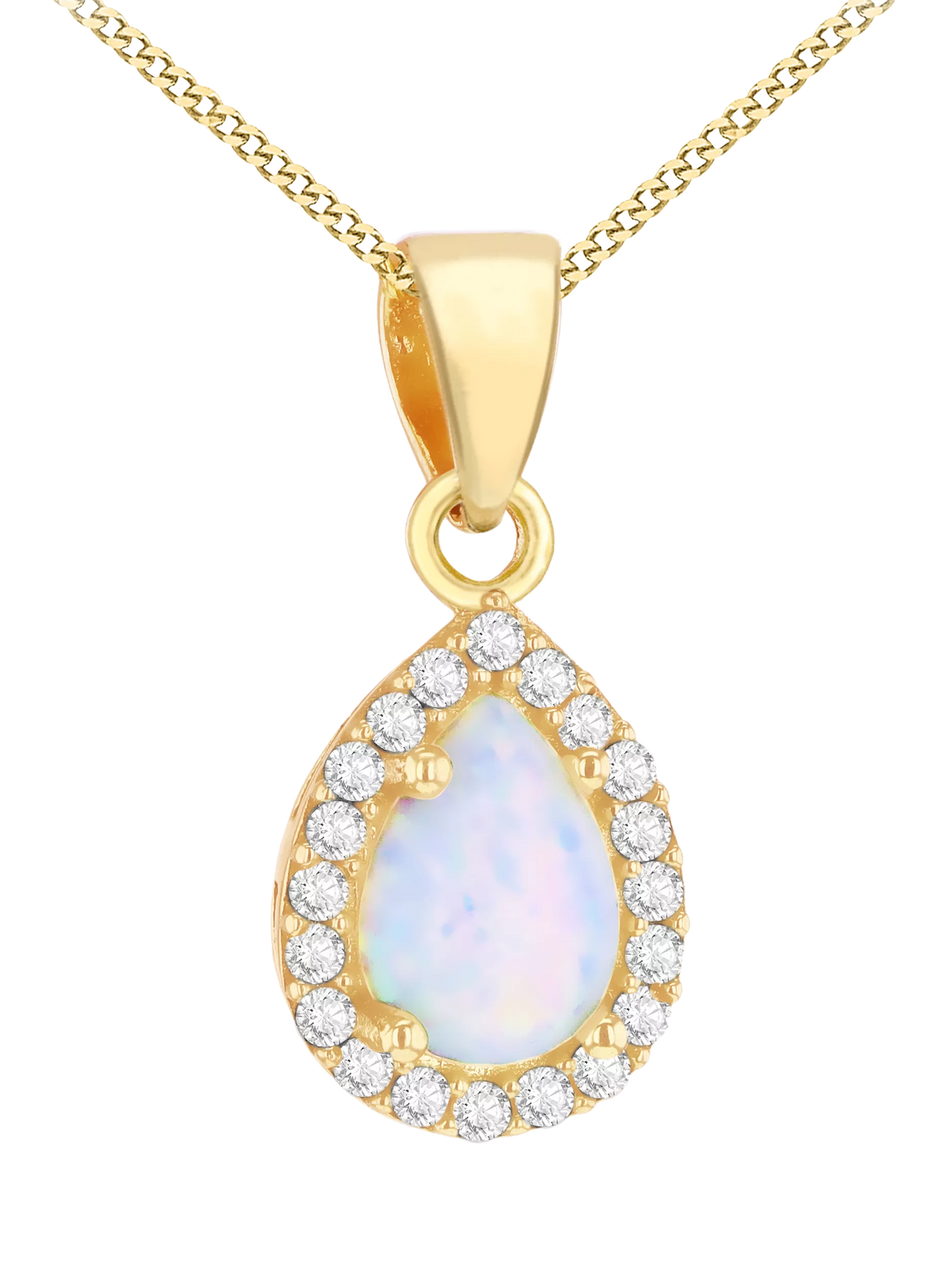 IBB 9ct gold opal teardrop pendant 45cm (British brand)