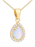 IBB 9ct gold opal teardrop pendant 45cm (British brand)