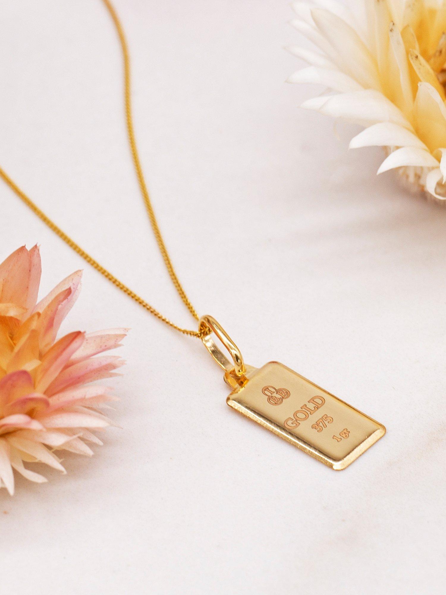 IBB gold ingot pendant necklace 9ct 45cm, UK version