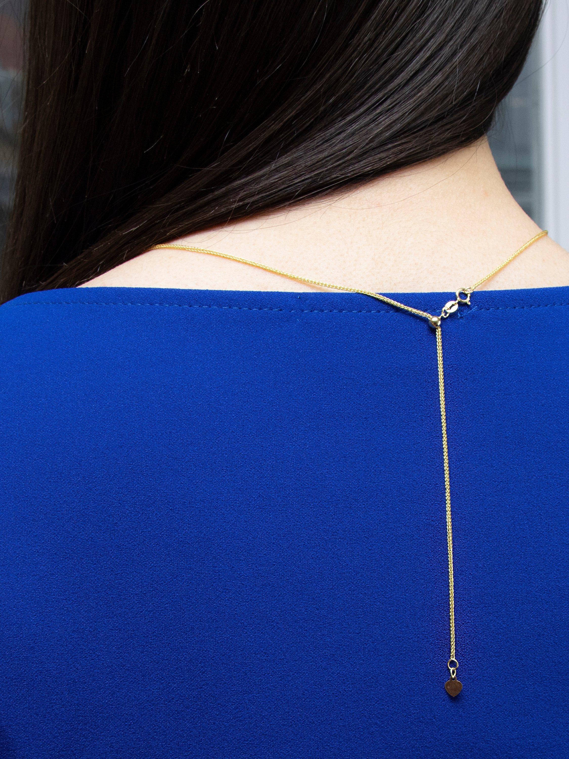IBB gold heart spiga lariat necklace 18ct (British brand)