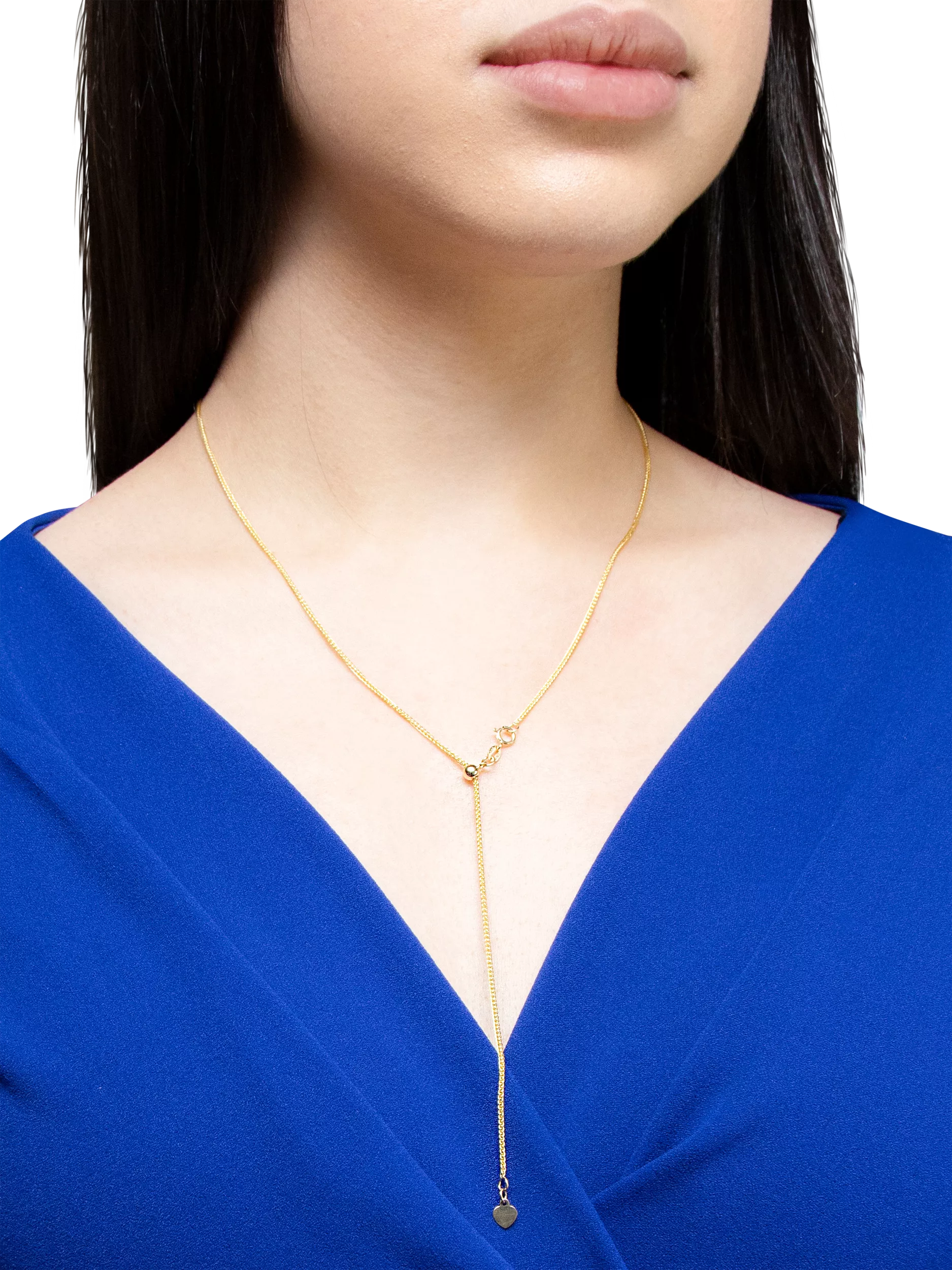 IBB gold heart spiga lariat necklace 18ct (British brand)