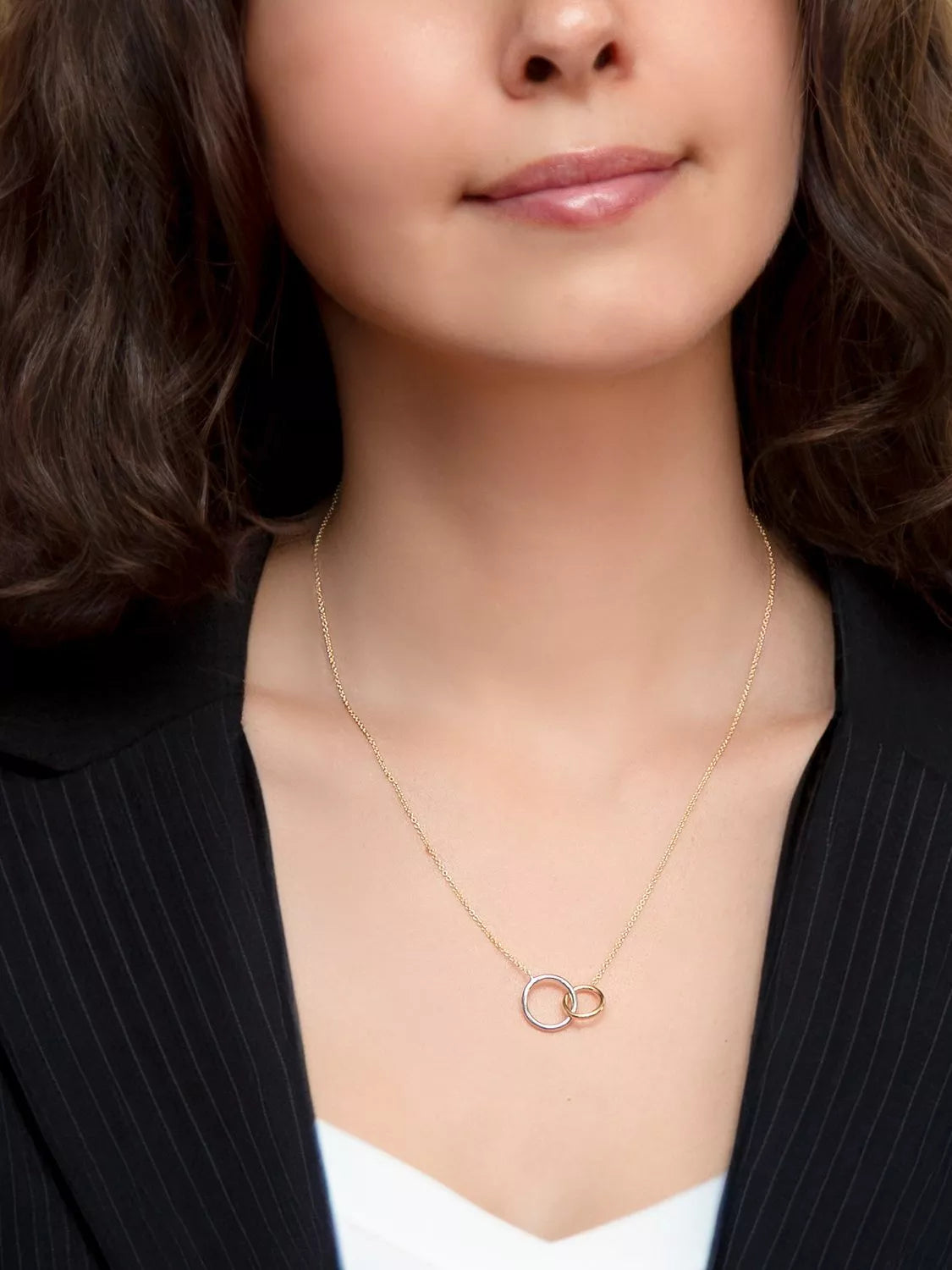 IBB 18ct two-tone gold link rings chain necklace, UK version