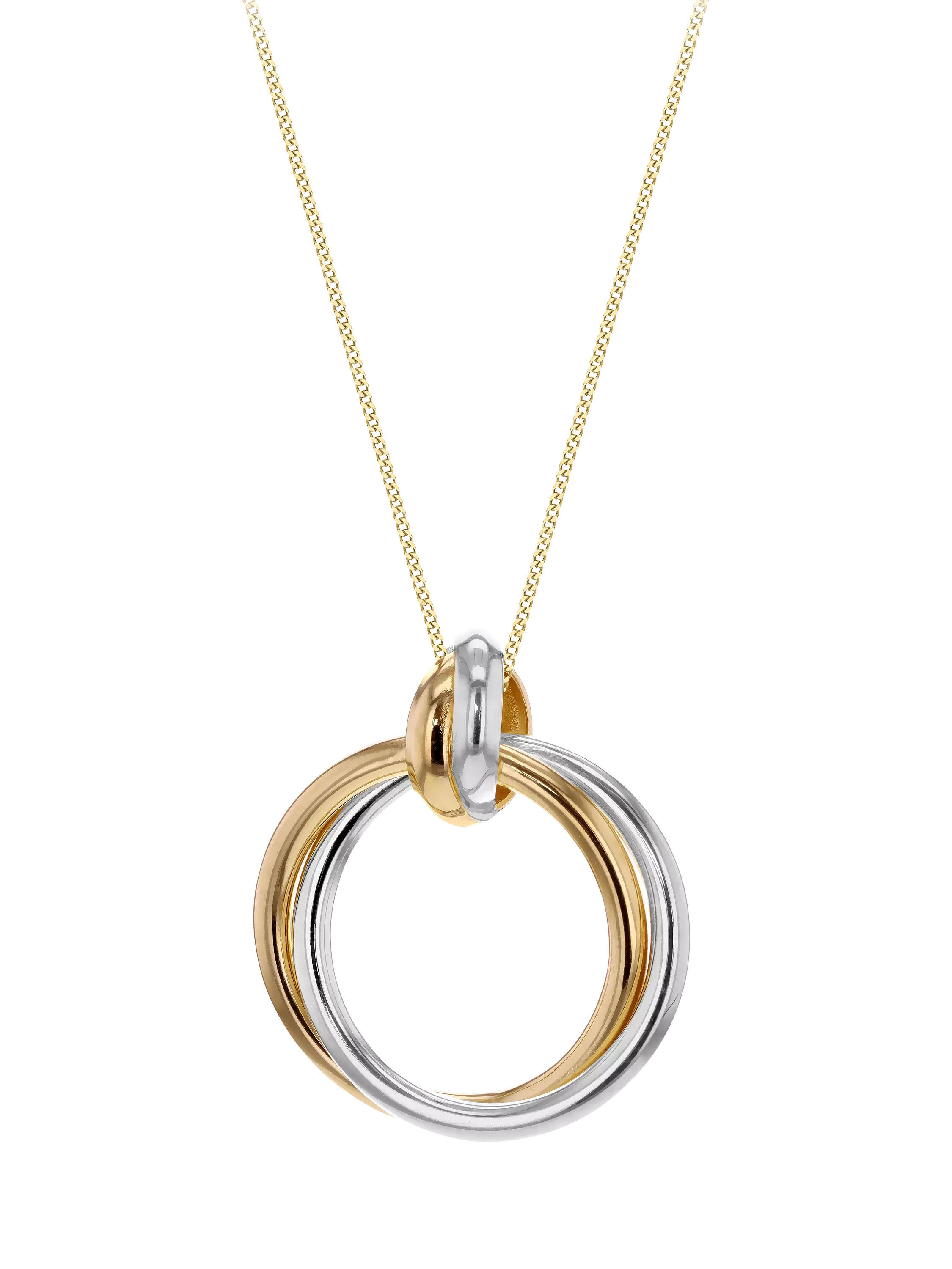 IBB 18ct gold tri-colour circle pendant necklace - British product