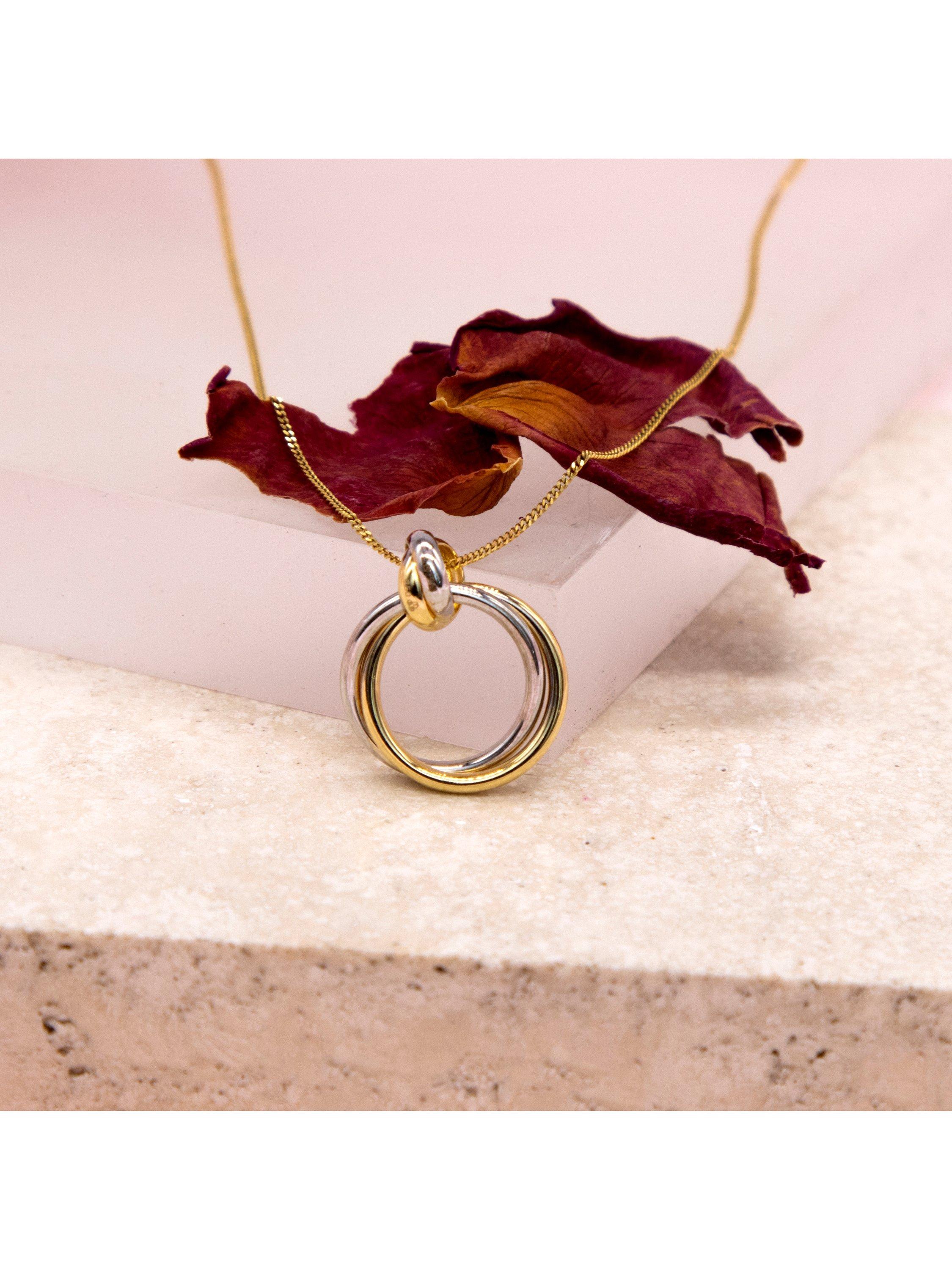 IBB 18ct gold tri-colour circle pendant necklace - British product