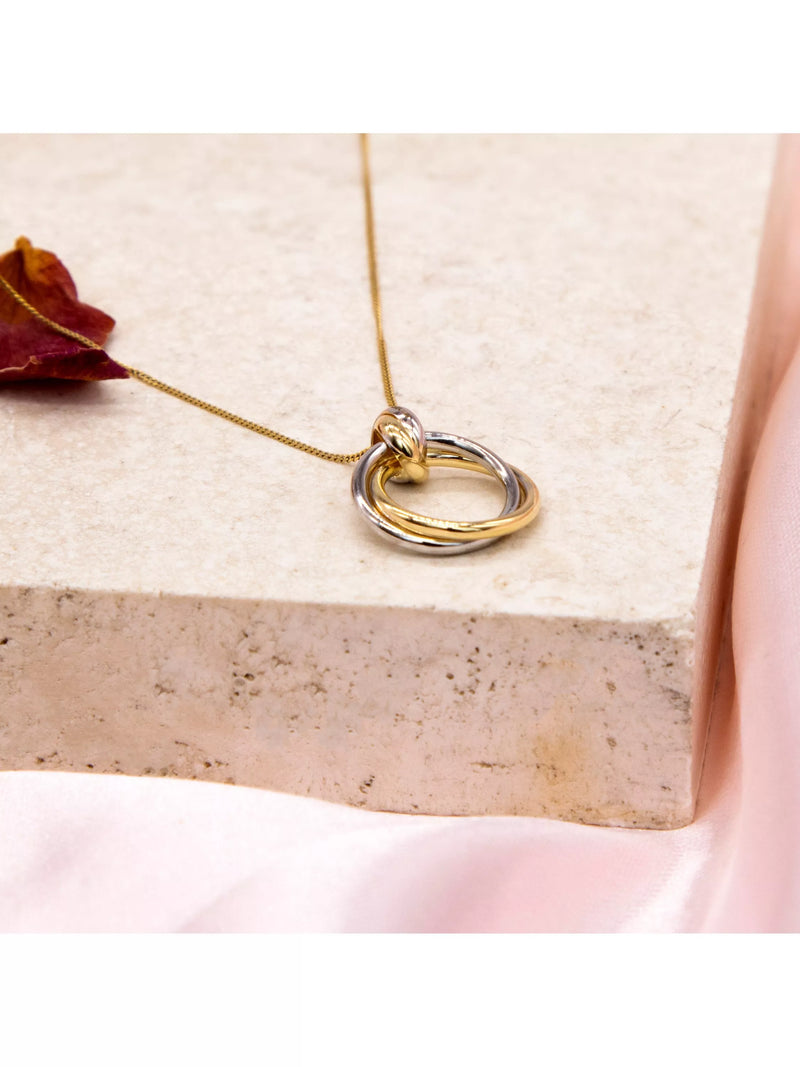 IBB 18ct gold tri-colour circle pendant necklace - British product