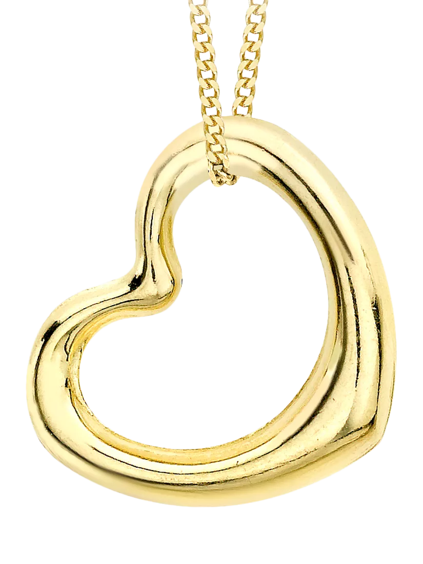 Collier pendentif cœur flottant en or 18ct IBB 46cm (marque britannique)