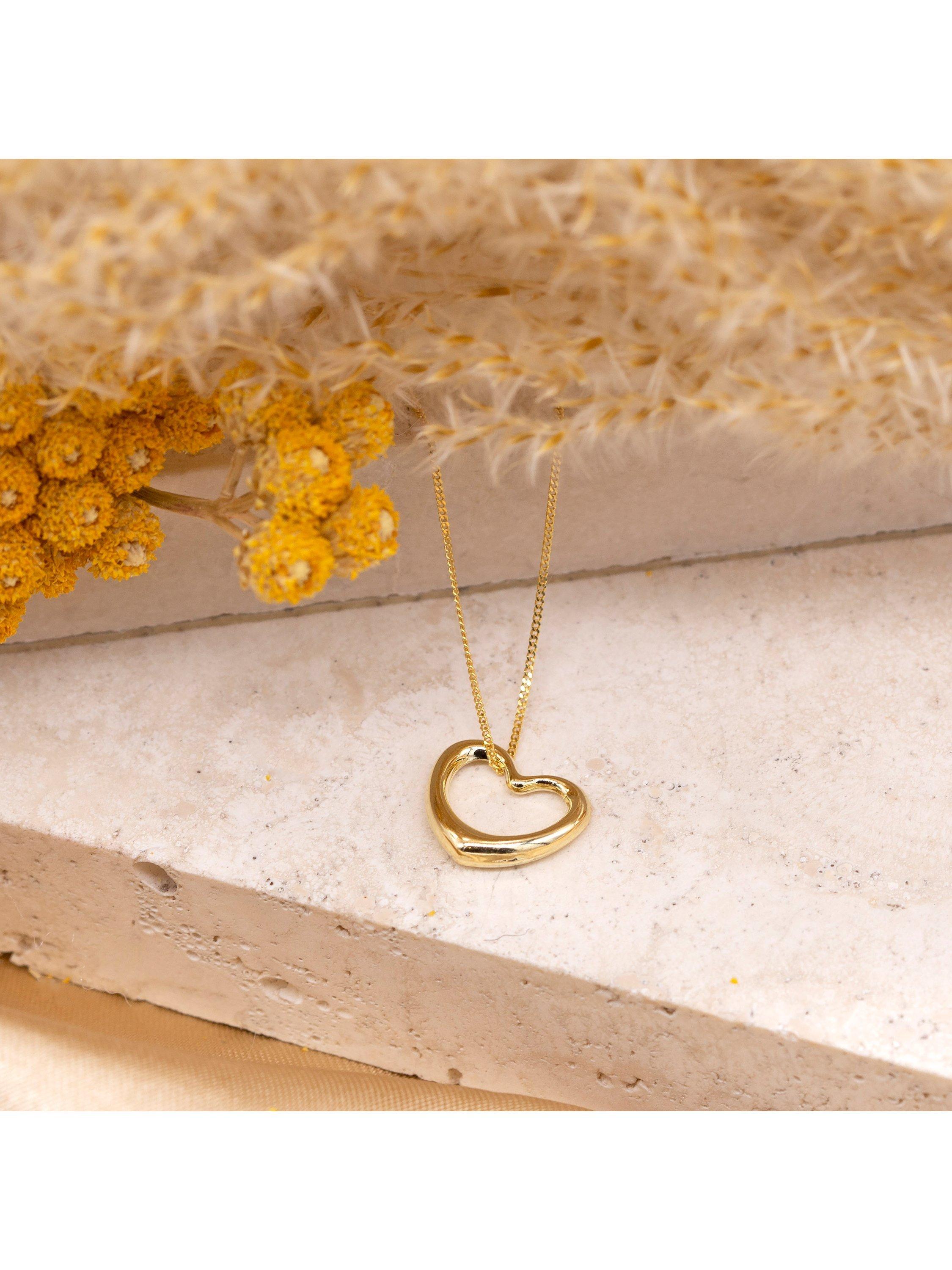 Collier pendentif cœur flottant en or 18ct IBB 46cm (marque britannique)